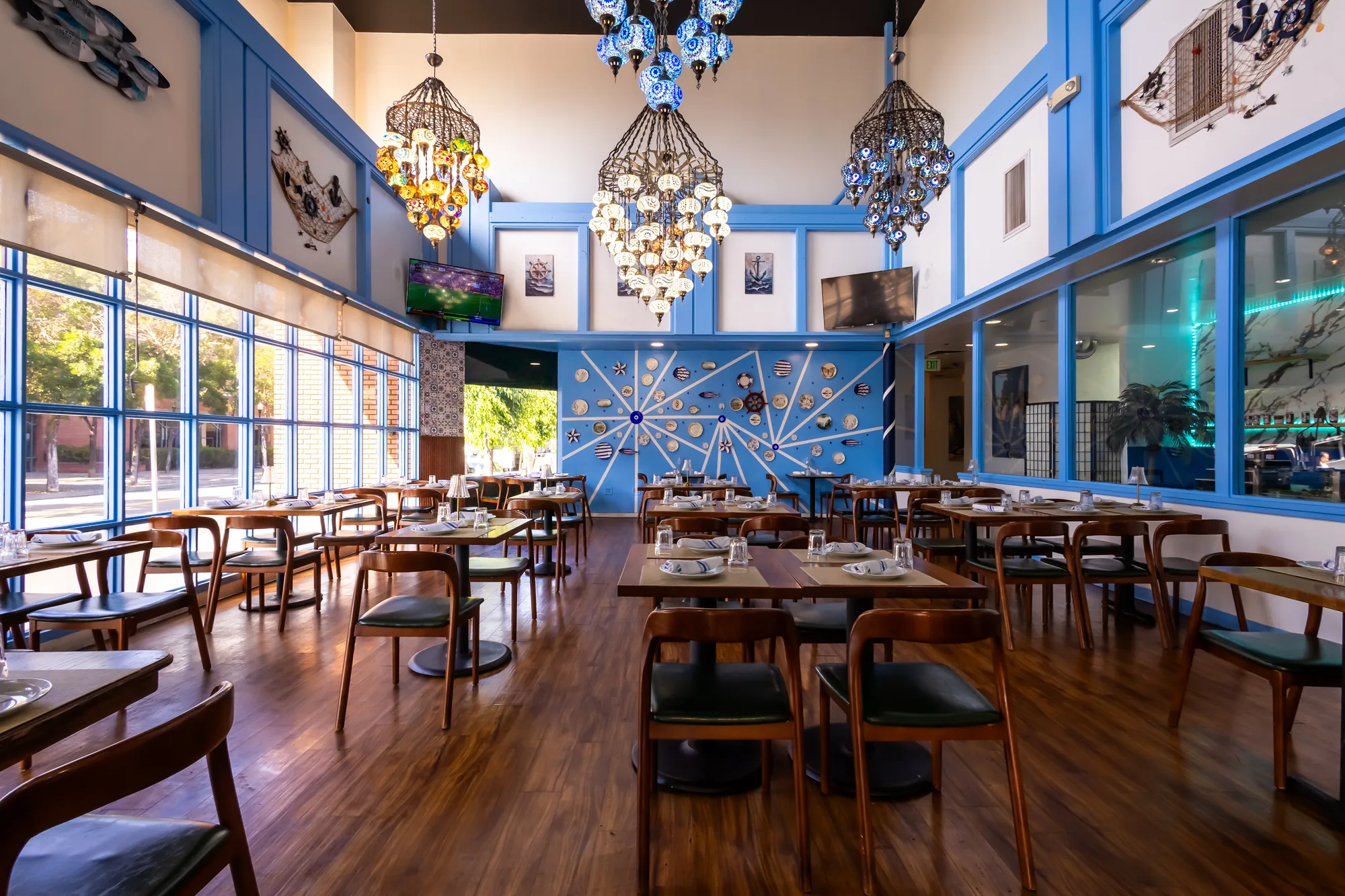 Evening dining room at Kalimera Bar and Grill in downtown Santa Rosa