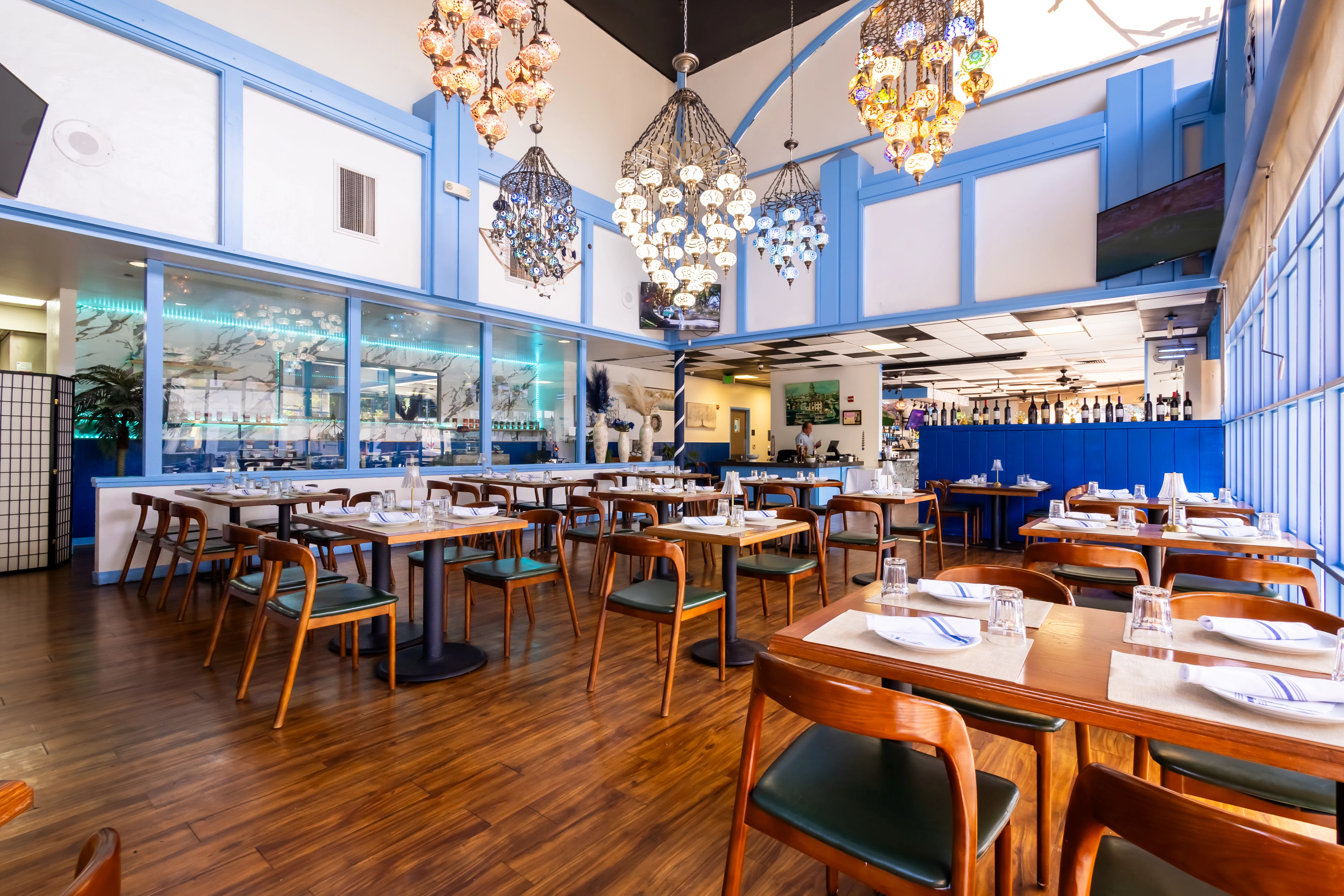 Daylight dining room at Kalimera Bar and Grill in downtown Santa Rosa