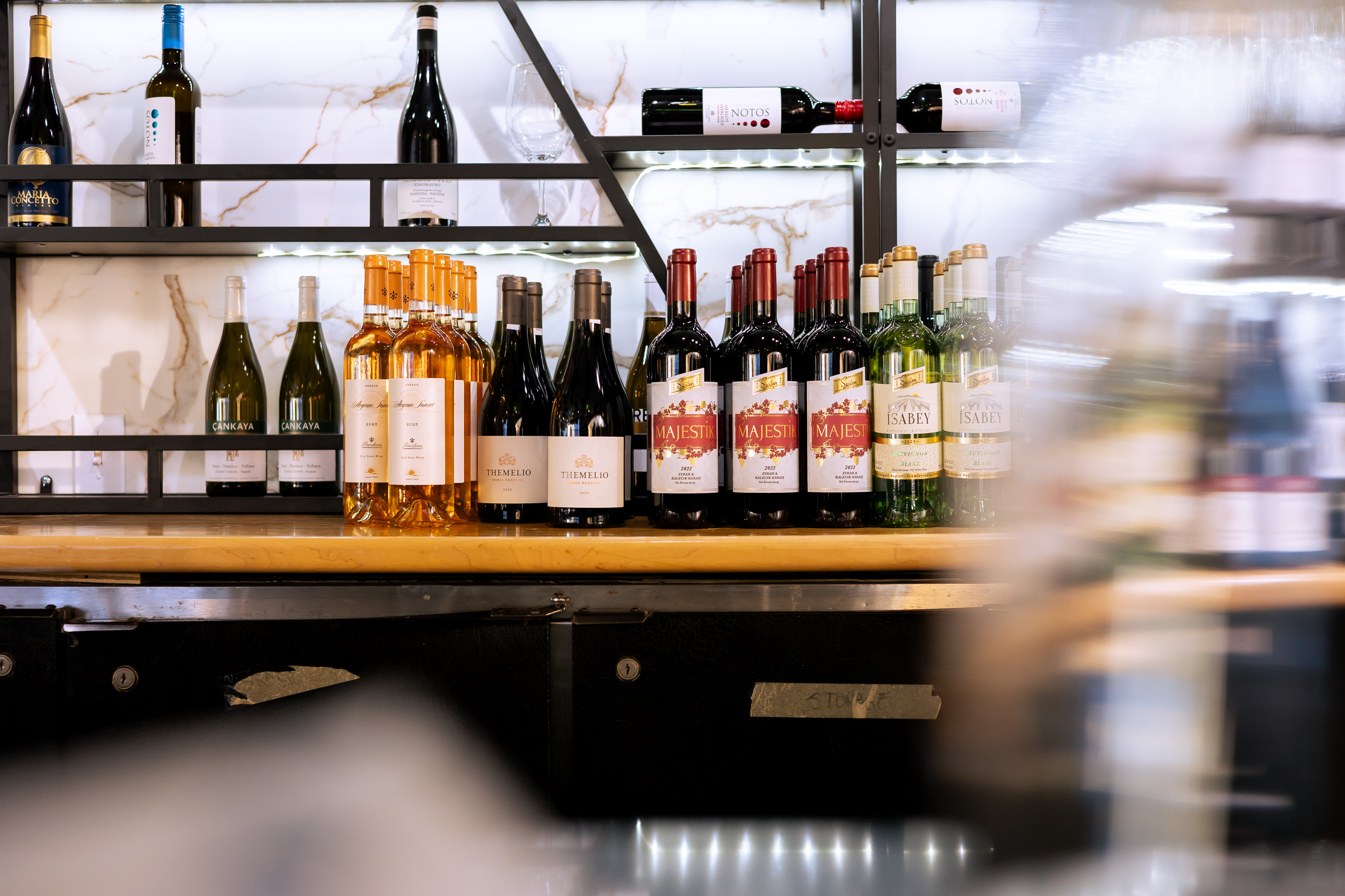 Wine selection at the bar at Kalimera Bar & Grill