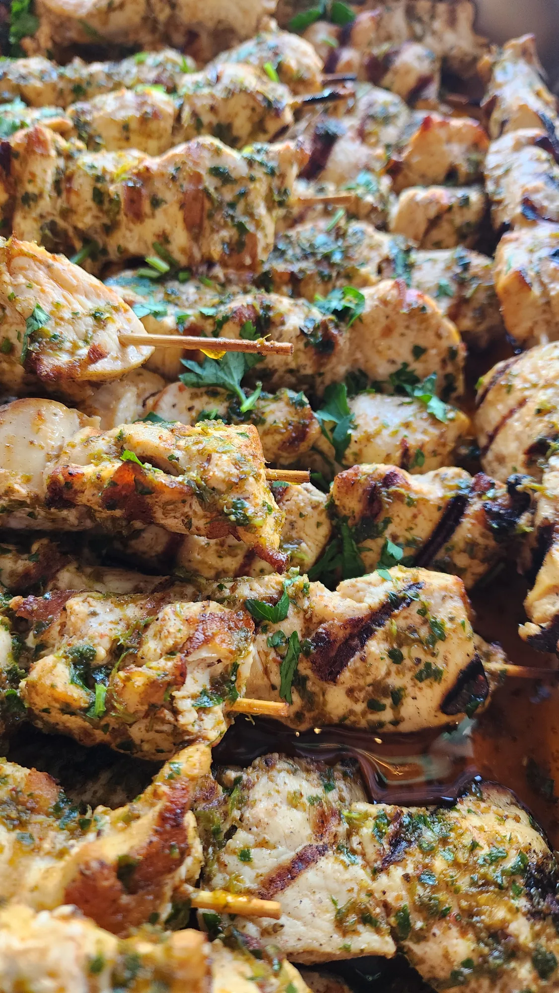 Chicken skewers grilled fresh at Kalimera Bar & Grill